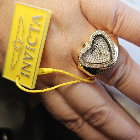 NEW! Invicta Women's Ring Watch Heart Mini Gold Crystals Gift 18.5 mm - $199 - Picture 2 of 6